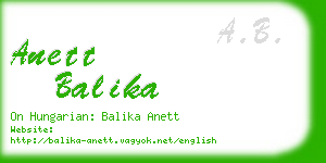 anett balika business card